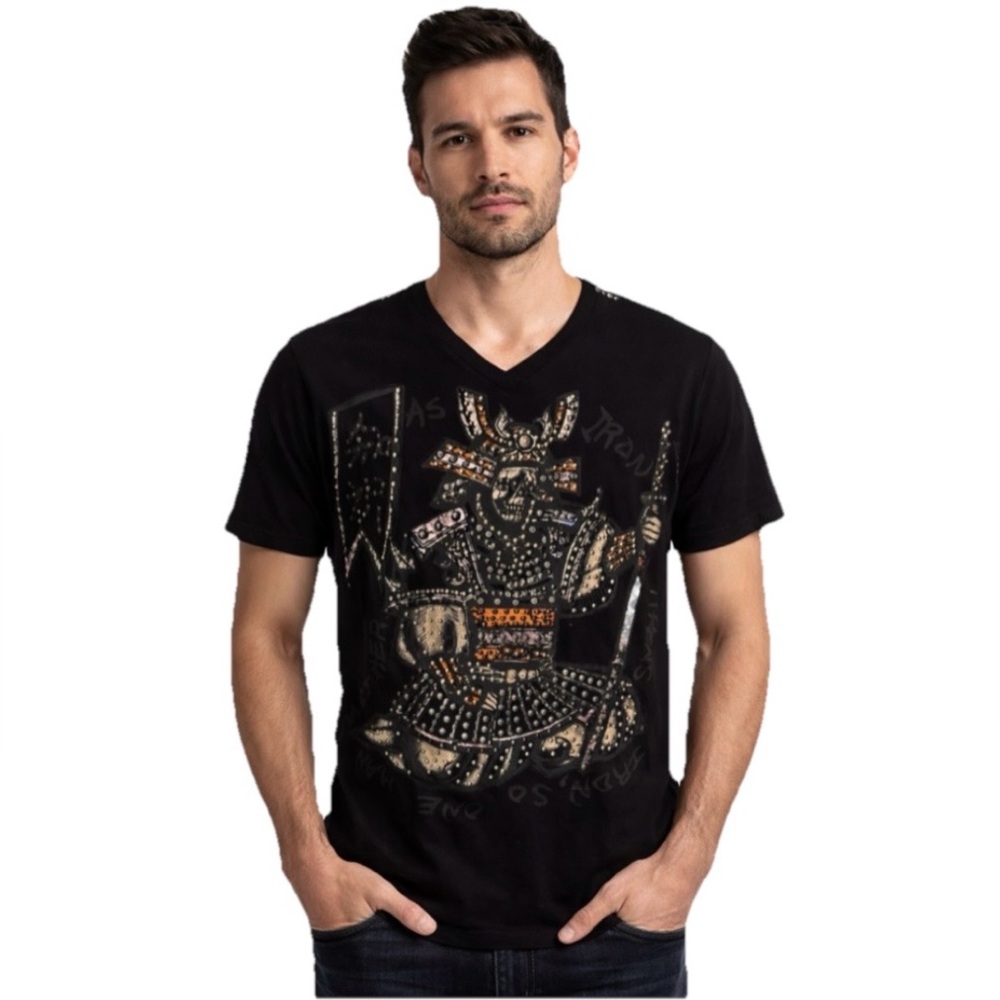 Key Closet Samurai Skelton Studded Men’s Black Short Sleeve Size Medium